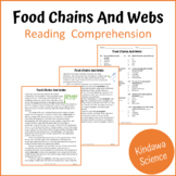 Food Chains And Webs Reading Comprehension Passage and Que