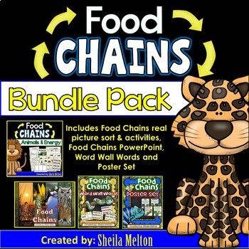 Preview of Food Chains BUNDLE! Powerpoint, Sorting Pictures, Activities, Printables