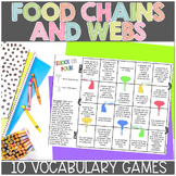 Food Chains Food Webs Ecosystems Science Vocabulary Games Centers