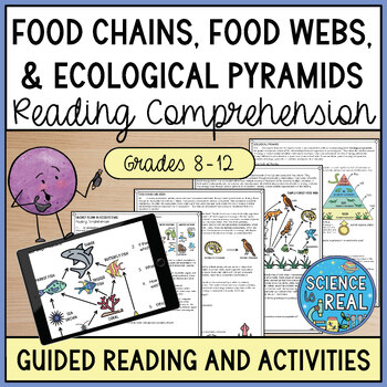 Preview of Food Chains, Food Webs, and Energy Pyramids Reading Comprehension Worksheets