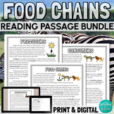 Food Chains Reading Comprehension Passages Bundle PRINT an
