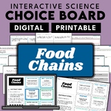 Food Chains | Science Choice Board | NO Prep | Independent
