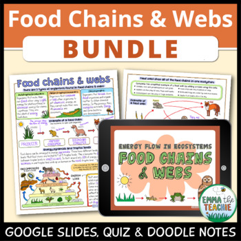 Preview of Food Chains and Food Webs Bundle - Google Slides, Doodle Notes and Quiz