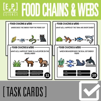 Preview of Food Chains and Food Webs Ecosystems Task Cards | Print and Digital Task Cards