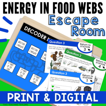 Preview of Food Web Activity - Energy Flow in Food Chains and Food Webs Escape Room