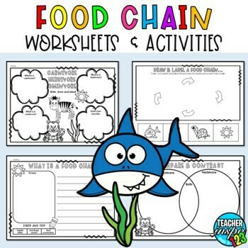 Preview of Food Chains and Food Webs Science Worksheets 2nd and 3rd Grade
