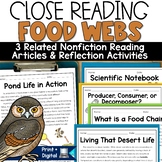 Food Chains and Food Webs Worksheets Reading Passages and Activities