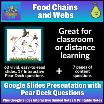 Preview of Food Chains and Webs Google Slides with Pear Deck and Guided Notes