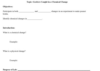 Preview of Food Chemistry: Peanut Brittle Lab Plan Student Worksheet