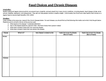 Preview of Food Choices & Chronic Diseases - Notes Template