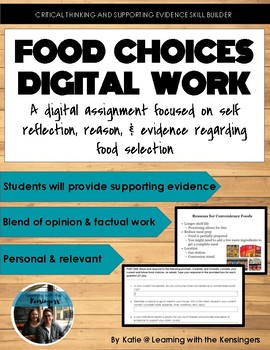 Preview of Food Choices reason and support: a digital assignment