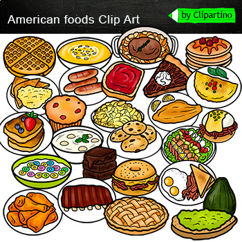 Preview of Food Clip Art/ Breakfast foods Clip Art commercial use/ American dishes