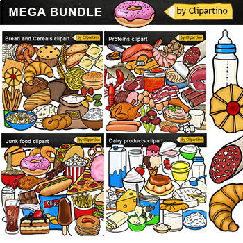 Preview of Food Groups Clip Art Bundle/ Food Clipart commercial use /Fast Food Clip Art