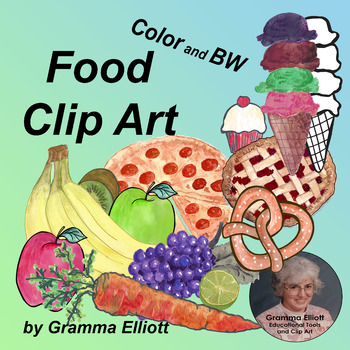 Preview of Food Clip Art    Fruits Vegetables Desserts Pizza and more Realistic Style