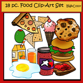 Food Clip-Art Set: 9 B&W, 9 Color