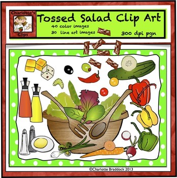 Preview of Food Clip Art - Fresh Vegetables for Tossed Salad by Charlotte's Clips