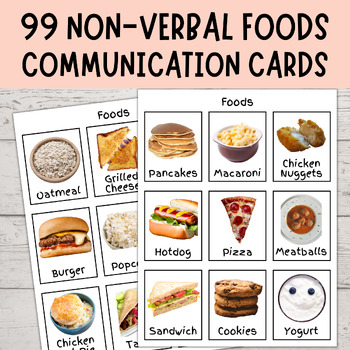 Preview of Communication Cards Food for Non Verbal Autism Visuals | 99 Cards FOODS PHOTOS