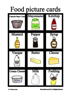 Food (Cooking/Baking) Picture cards by Marie Elaina's Autism Classroom