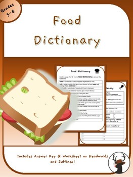 Preview of Dictionary Skills and Word Work: Food {FREEBIE}