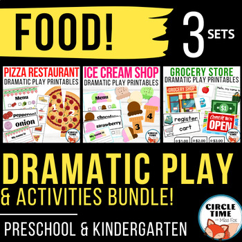 Preview of Food Dramatic Play Bundle! Pretend Activities & Games, Preschool Kindergarten