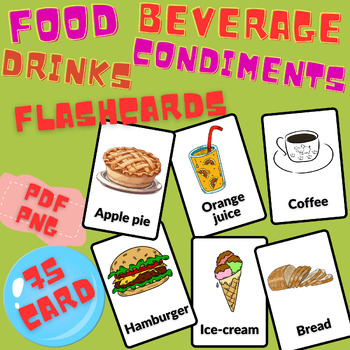 Preview of Food-Drinks-Beverages-Condiments ESL English Vocabulary Sight Words Flash cards