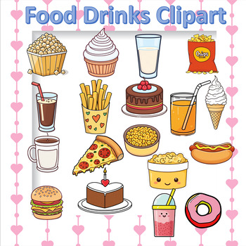 Preview of Restaurant Food Drinks Menu Clip art Bundle - 19 Items - Fast food - 4K