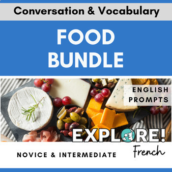 Preview of French | Food EDITABLE Vocabulary & Conversation Bundle (w/English prompts)