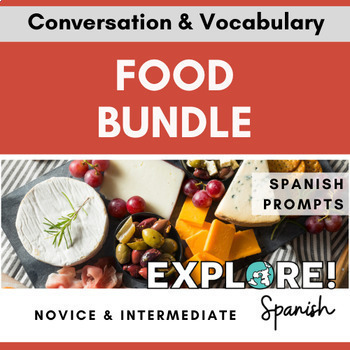 Preview of Spanish | Food EDITABLE Vocabulary & Conversation Bundle (w/Spanish prompts)