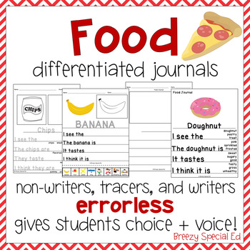 Preview of Food Errorless and Differentiated Journal Writing for Special Education / Autism
