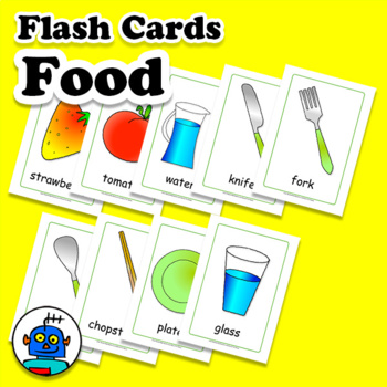ESL Food Flash Cards. Apple, banana, pear, pear, cake, egg, cutlery ...