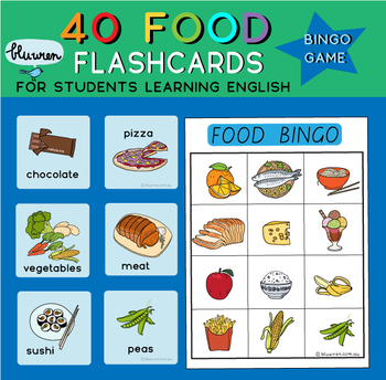 Food - Flash Cards and Bingo - Word Wall - ESL/EAL by Bluwren | TPT