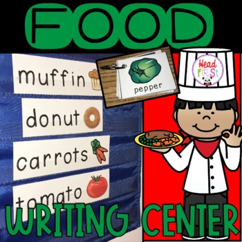 Preview of Nutrition Food Vocabulary Words and Picture Cards for Writing Center ESL