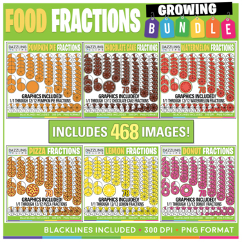 Preview of Food Fractions Clip Art Growing BUNDLE!