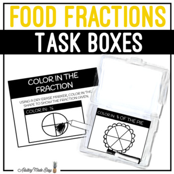 Preview of Food Fractions Task Boxes - Color The Fraction