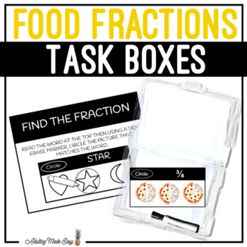 Preview of Food Fractions Task Boxes - Find The Fraction