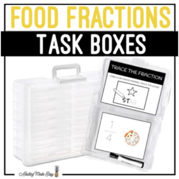 Preview of Food Fractions Task Boxes - Trace The Fraction