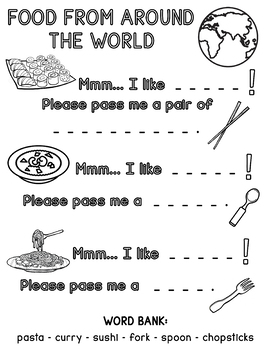 food from around the world worksheet by teacher summers shop tpt