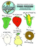 Food Pun Clip Art Collection: 20 clever puns in color and b/w