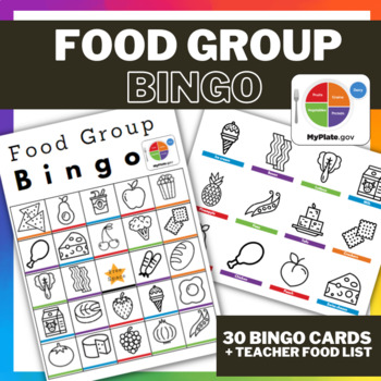 Preview of Food Group BINGO + Teacher Food Cards