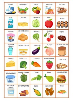 Preview of Food Group Bingo - 10 cards
