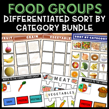 Preview of Food Group Identification Sort by Category Bundle for Special Education