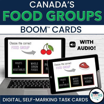Preview of Canada's Food Groups - Healthy Eating BOOM CARDS - Digital Task Cards