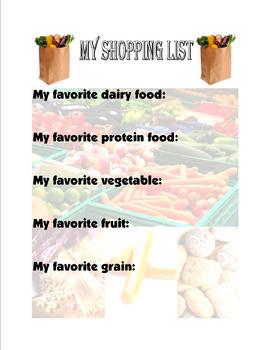 Preview of Food Group Shopping List