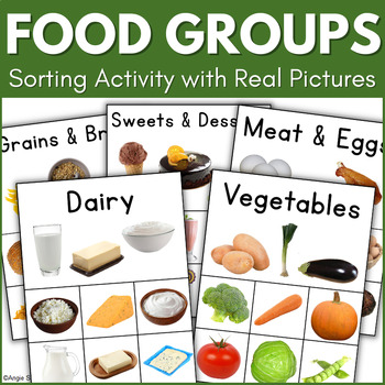 Preview of Food Groups Sort Preschool Special Education Activity Autism Real Pictures