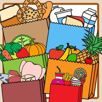 Food Groups Grocery Bags / Shopping Nutrition Clip Art / Clipart