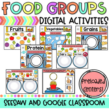 Preview of Food Groups, Healthy Eating Digital Activities for Seesaw and Google Classroom