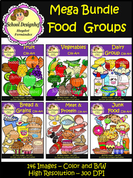 Preview of Food Groups Clip Art - Mega Bundle (School Designhcf)