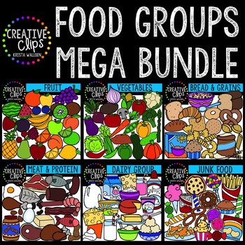 Preview of Food Groups Clipart Bundle {Fruits, Vegetables, Dessert, Meat Clipart}
