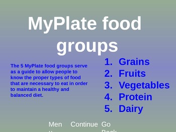 Preview of Food Groups - MyPlate - Powerpoint