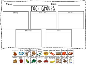 Food Groups Printable! by Organized Chaos | Teachers Pay Teachers